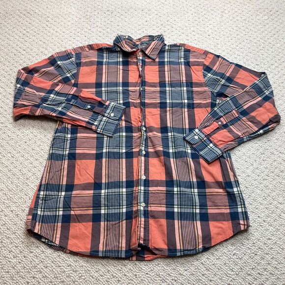 Gap Shirt Mens XXL Mango Plaid Button Up Long Sleeve Cotton Collared Classic Fit - Picture 1 of 11